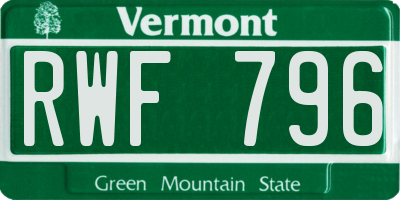 VT license plate RWF796