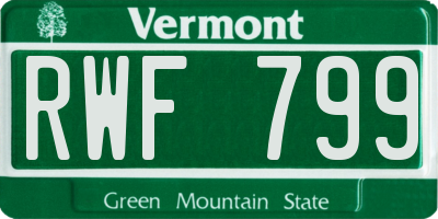 VT license plate RWF799