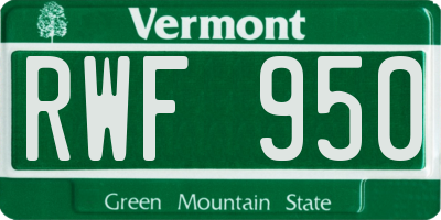 VT license plate RWF950