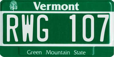 VT license plate RWG107