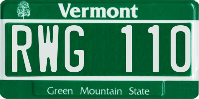 VT license plate RWG110