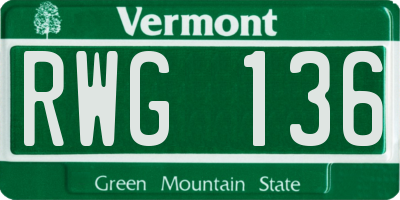 VT license plate RWG136