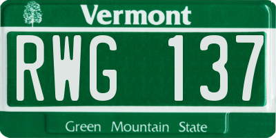 VT license plate RWG137