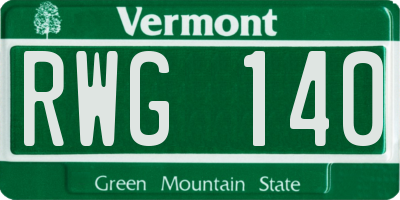 VT license plate RWG140