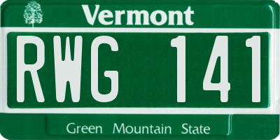VT license plate RWG141