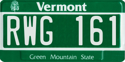 VT license plate RWG161