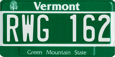 VT license plate RWG162