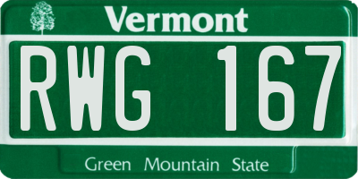 VT license plate RWG167