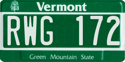 VT license plate RWG172