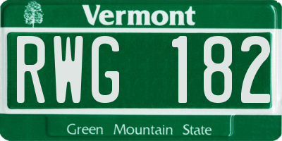 VT license plate RWG182