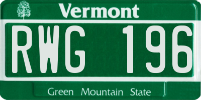 VT license plate RWG196