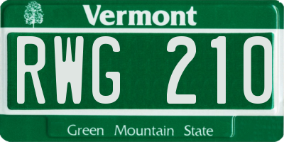 VT license plate RWG210