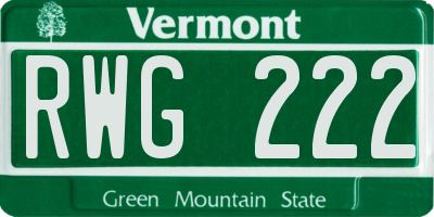 VT license plate RWG222