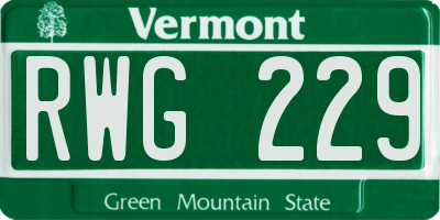 VT license plate RWG229