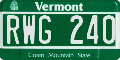 VT license plate RWG240