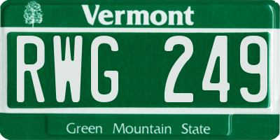 VT license plate RWG249