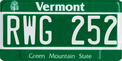 VT license plate RWG252