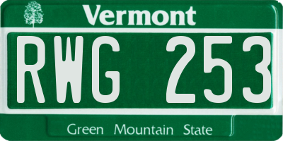 VT license plate RWG253