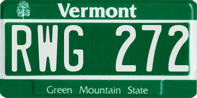 VT license plate RWG272