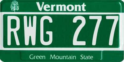 VT license plate RWG277