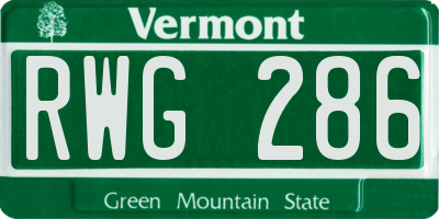 VT license plate RWG286