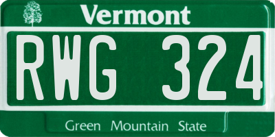 VT license plate RWG324