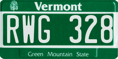 VT license plate RWG328