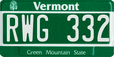 VT license plate RWG332