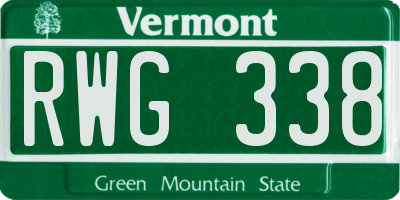 VT license plate RWG338