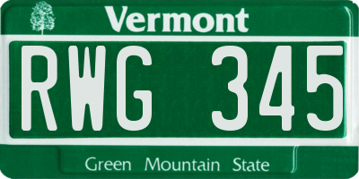VT license plate RWG345
