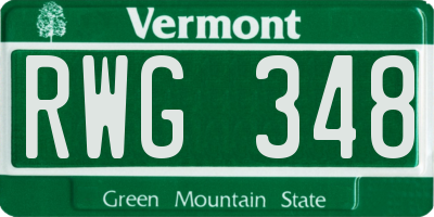 VT license plate RWG348