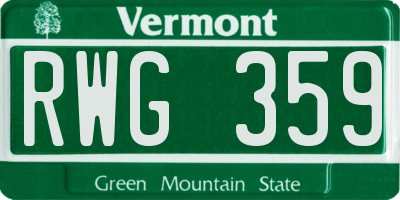 VT license plate RWG359