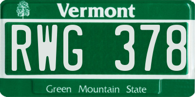 VT license plate RWG378
