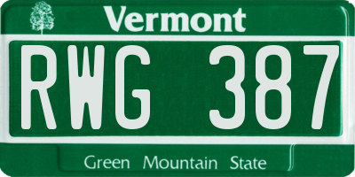 VT license plate RWG387