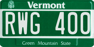 VT license plate RWG400