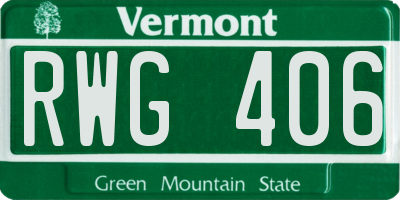 VT license plate RWG406