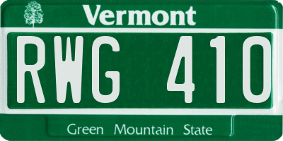 VT license plate RWG410