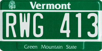 VT license plate RWG413