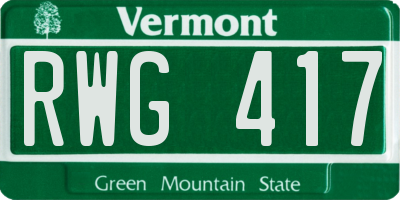 VT license plate RWG417