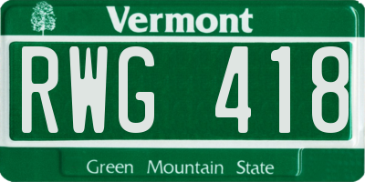 VT license plate RWG418