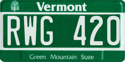 VT license plate RWG420