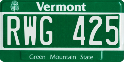 VT license plate RWG425