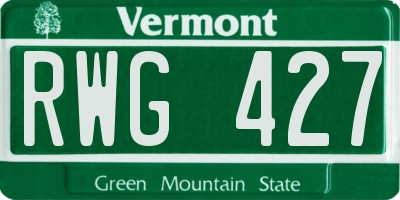 VT license plate RWG427
