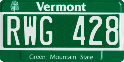 VT license plate RWG428