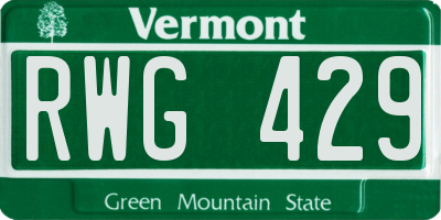 VT license plate RWG429