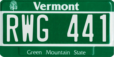 VT license plate RWG441