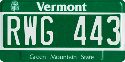 VT license plate RWG443