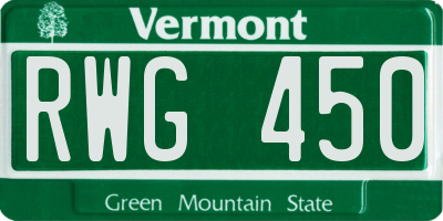 VT license plate RWG450