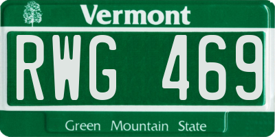 VT license plate RWG469