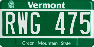 VT license plate RWG475